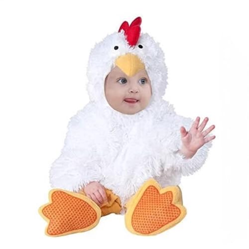 Generisch Baby -Hühnchen -Outfit, Baby -Rooster -Kostüm | Long Sleeve Plush Animal Hut Kostüm Schuhe Set | Fuzzy Strampler, niedlicher Cartoon -Body für Halloween -Weihnachts -Cosplay von Generisch