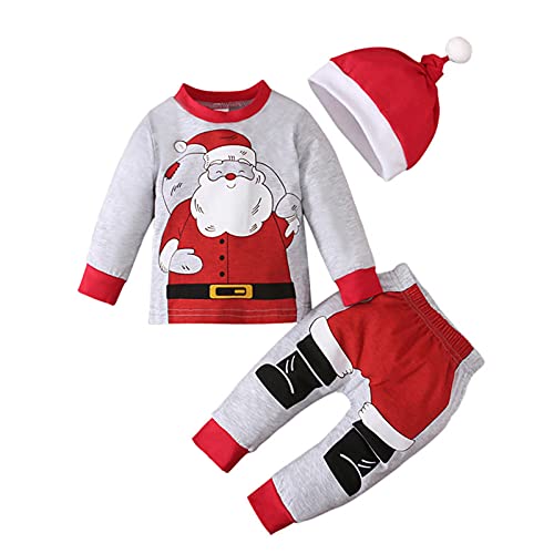 Generisch Baby Kostüm-Unisex Baby Jungen Mädchen Pullover Weihnachten Junge My First Christmas Outfit Baby Weiß Schneemann Kostüm Pyjama Outfits Set Weihnachtskleid Winter Outfit von Generisch