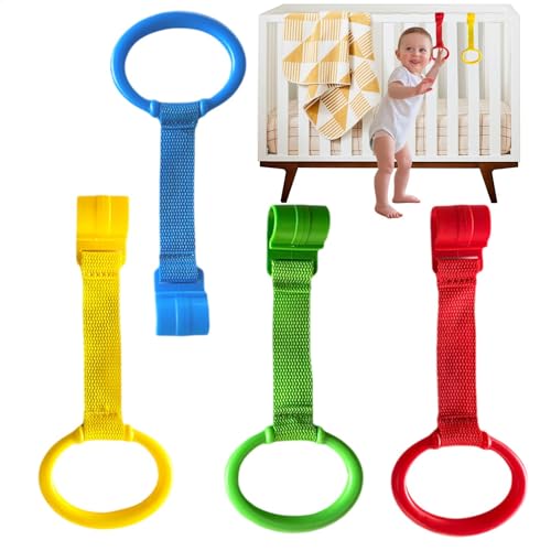 Generisch Baby Krippe Ziehen Ringe - 4X Baby Stand Up Hanging Pull Up Ringe | Kids Walking -Übungen Assistent, pädagogisches Kleinstärkestärke -Werkzeug für Babykrippen von Generisch