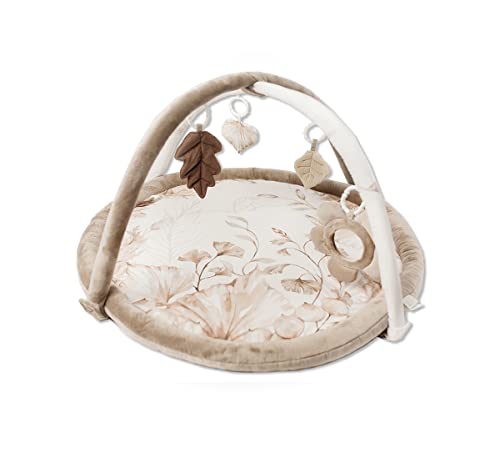 Generisch Baby Spielbogen mit Spieldecke Boho beige, interaktive pädagogische Babyspielmatte ab der Geburt, Spielmatte für Babys Activitydecke, Blätter, Wald, Forest, Natur von Generisch