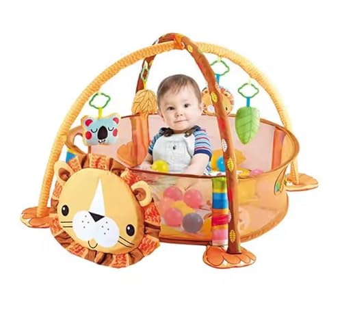 Generisch Baby Spieldecke mit Spielbogen, Activity-Gym mit Bällen, 3-in-1 Krabbeldecke, Braun Tiger von Generisch