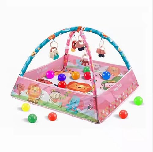 Generisch Baby Spieldecke mit Spielbogen, Activity-Gym mit Bällen, 3-in-1 Krabbeldecke, Rosa von Generisch