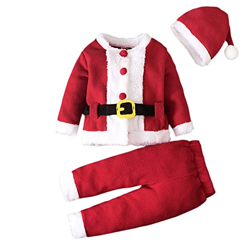 Generisch Baby Weihnachtsoutfit-Baby Strampler Weihnachten Weihnachtsoutfit,strampler Junge Mädchen,neugeborenes Santa Elfen Schlafstrampler Mit Hut Weihnachts Party Kleidung Set von Generisch