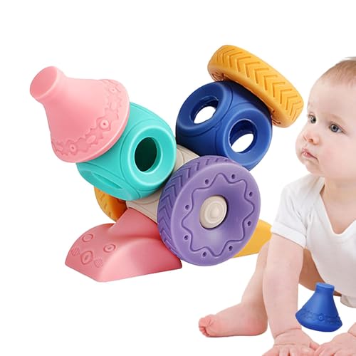 Generisch Babybausteine,Soft Blocks,Pädagogische Kinder-Bausteine-Set | Cartoon-Beißring-Spielzeug für Kleinkinder, farbenfrohes Bauspielzeug für und Mädchen zum frühen Lernen von Generisch