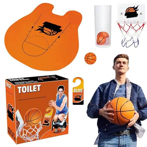 Generisch Basketball-Badezimmer-Set, Badezimmer-Basketballkorb - Badezimmer-Sportspielzeug - Interaktiver Indoor-Basketballkorb, interessantes Basketballkorb-Set für Kinder und Erwachsene von Generisch