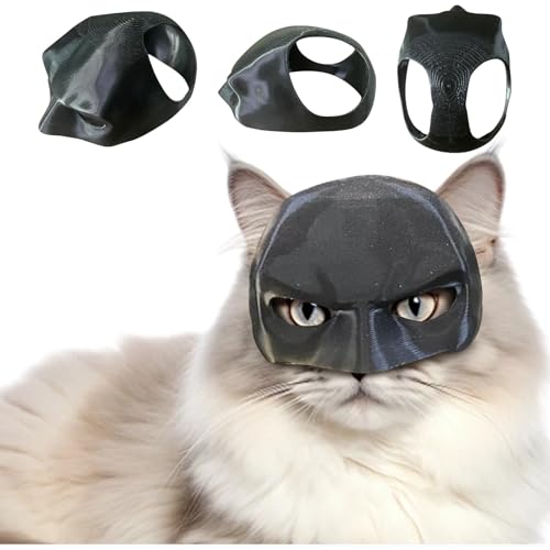 Generisch Batcat-Maske - Katzenbekleidung für Katzen-3D Lustige schwarze Fledermausmaske für Katzen, Haustierkostüm für Halloween oder den täglichen Spaß von Generisch