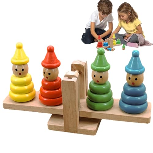 Generisch Bausteine-Spiele, Bausteine-Spielzeug | Balance Holz-Stapelspielzeug Clown-Bausteine ​​ | Motorik-Bauspielzeug-Ring, Vorschul-Lernspielzeug für Kinder von Generisch