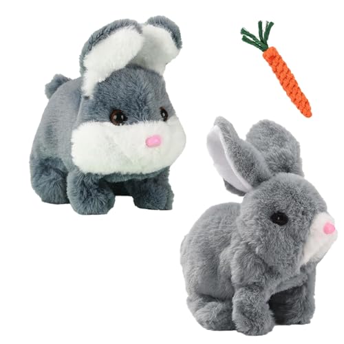 Generisch Bunby - My Realistic Bunny Toy, Bunbi Realistic Bunny, Bunby Vitality Bliss Toy, Jumping, Twitching, and Shaking Ears, Interactive Fun, Handmade (Grau-A+B) von Generisch