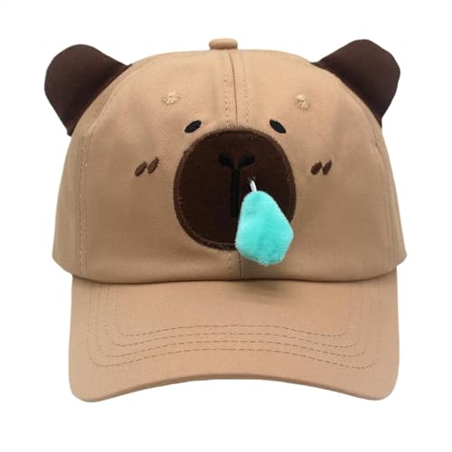 Generisch Capybara Baseball Hat, Embroidered Cute Animal Cosplay Cap Capybara Lovers, Comfortable Adjustable Funny Animal Accessories for Birthday and Easter, 10.63 inches von Generisch