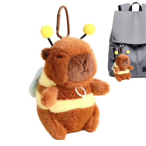 Generisch Capybara Stofftier, Capybara Taschenanhänger | Cartoon Capybara Biene Ornamente - Multifunktionale Tierplüschtiere, tragbarer Taschenanhänger für Rucksack, Schultasche von Generisch