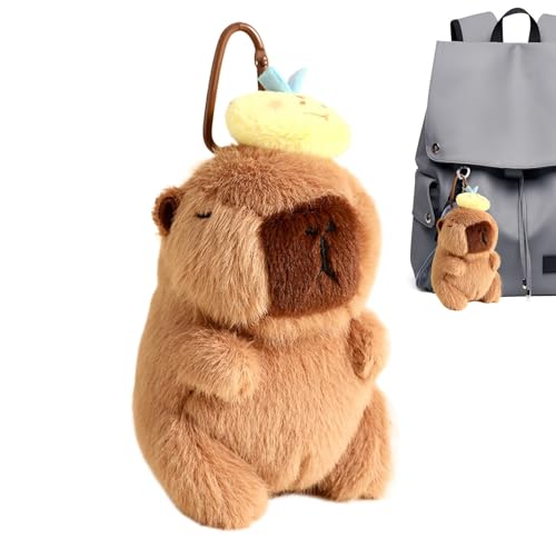 Generisch Capybara Taschenanhänger, Capybara Kuscheltier - Kreatives Cartoon-Stofftier | Weiches Stofftier, süßes Kinderspielzeug für Schultasche, Auto-Schlüsselanhänger, Umhängetasche von Generisch