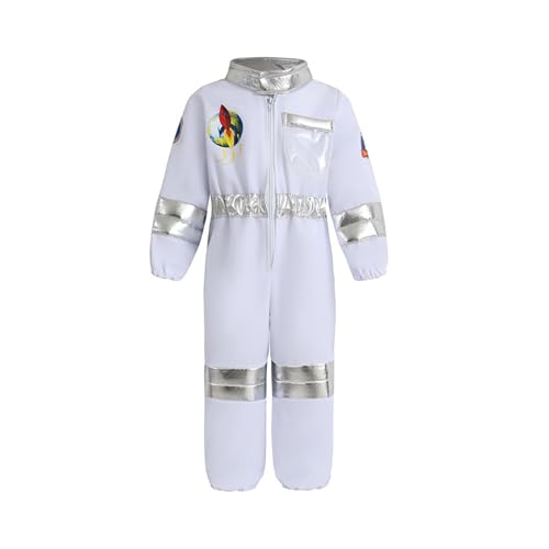 Generisch Children's White Astronaut Costume Boy Suit Jumpsuit Costume Costume Gloves Hat Baby Body Mädchen (White, 3-4 Years) von Generisch