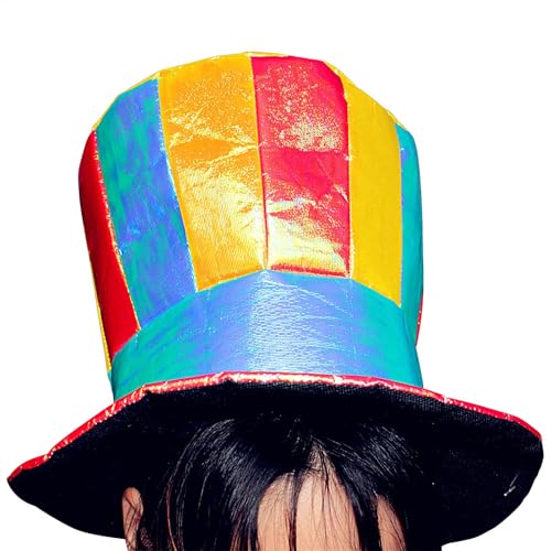 Generisch Clown Hat, Rainbow Hat, Crazy Hat, Carnival Hat, Comfortable Clown Bowler Hat, Kids Festival Top Hat For Fancy Dress, Festivals, Halloween von Generisch