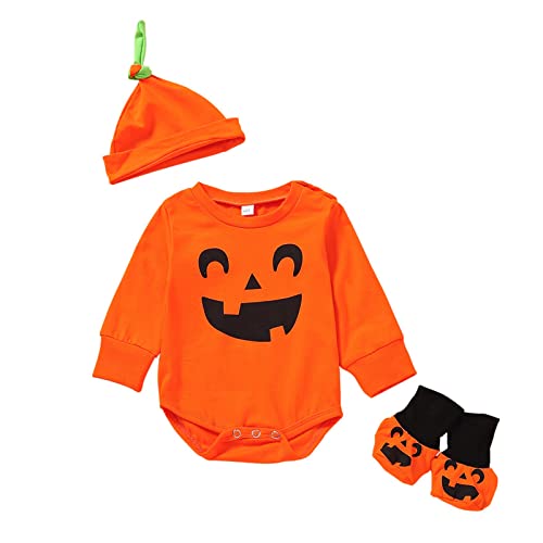 Generisch Cosplay Baby Kostüm Kindermädchen Jungen Kürbis OutFits Jungen Strampler & Jumbi- Baby Kleidung Set (Orange, 0-3 Months) von Generisch