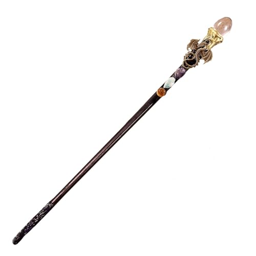 Generisch Cosplay Wand for Kids and Adults, Handcrafted Witch Wand with Amethyst Crystal, Perfect Magic Accessory for Decoration and Role-Playing Games, Ideal for Cosplay Enthusiasts von Generisch