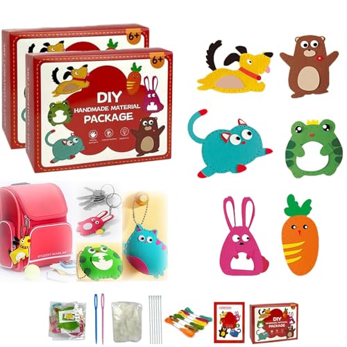 Generisch DIY Doll Sewing Toys, Whateveri DIY Doll Sewing Toys, Sewing Kit for Kids, Children's DIY Handcraft Sewing Fun, Sew Fun Animals Kit, Sewing Kits for Kids 8-12 (2Pcs) von Generisch