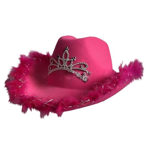 Generisch Damen Cowboyhüte+Bandana 2 Stück Breite Krempe Western Stil Pailletten Cowgirl Hüte und Quastenschal Set für Party Karneval KostüM Damen Cowboy Karneval ZubehöR Damen von Generisch