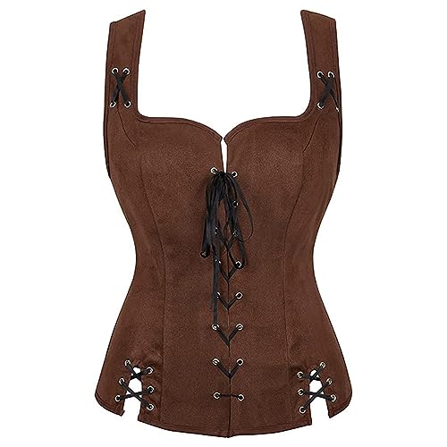 Generisch Damen Renaissance Korsett Mittelalter Lace Up Cottagecore Corset Top Korsage, Unterbrust Boned Lace Up Corset Tops,Gothic Vintage Corsagen Korsage für Halloween Generisch Damen Renaissance Korsett Mittelalter Lace Up Cottagecore Corset Top Korsage, Unterbrust Boned Lace Up Corset Tops,Gothic Vintage Corsagen Korsage für Halloween von Generisch