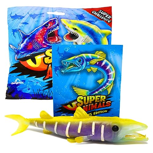 Generisch DeAgostini Super Animals Figur - Sharks Edition (2023) - Sammelfigur Hai - Figur 10. Gelbschwanzbarrakuda (Leuchtet - Stretchy) von Generisch