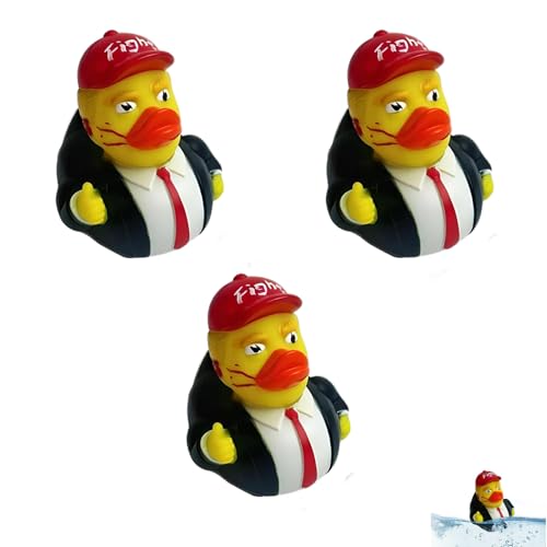 Generisch Donald Trump-Ente, Gummi-Bade-Trump-Ente, Trump-Kampf-Tight-Ente, Ducking, Baby-Badewanne, süßer Ducking-Trump, Trump 2024 Neue Ente als Heimdekoration (A,3PCS) von Generisch