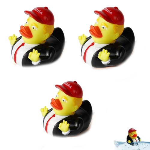 Generisch Donald Trump-Ente, Gummi-Bade-Trump-Ente, Trump-Kampf-Tight-Ente, Ducking, Baby-Badewanne, süßer Ducking-Trump, Trump 2024 Neue Ente als Heimdekoration (B,3PCS) von Generisch