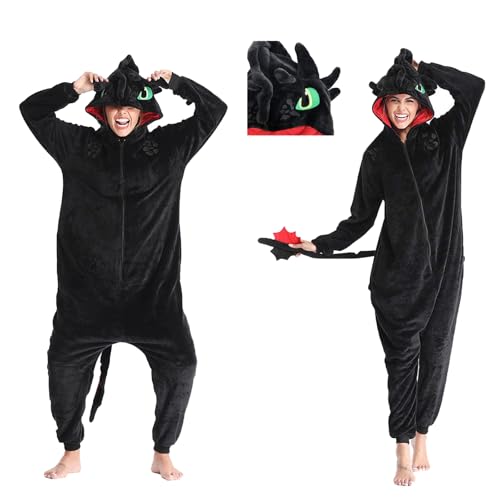 Generisch Drachen Kostüm Ohnezahn Onesie Toothless Onesie für Unisex Erwachsene Halloween Cosplay von Generisch