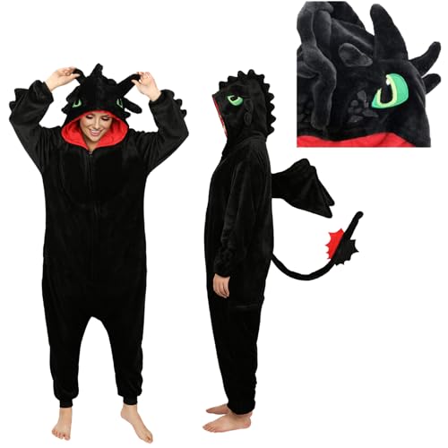 Generisch Drachen Kostüm Ohnezahn Onesie Toothless Onesie für Unisex Erwachsene Halloween Cosplay von Generisch