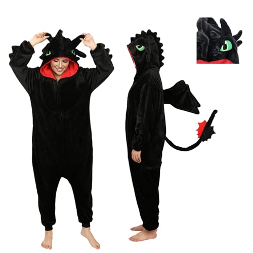 Generisch Drachen Kostüm Ohnezahn Onesie Toothless Onesie für Unisex Erwachsene Halloween Cosplay von Generisch