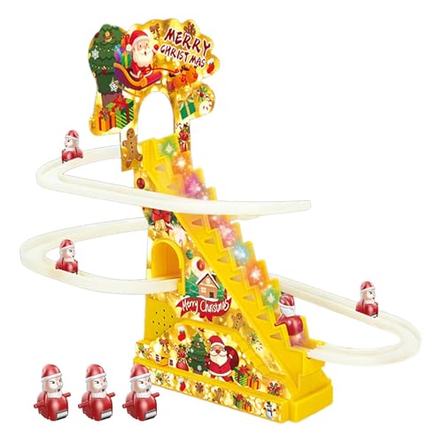 Generisch Electric Climbing Santa with Music | Battery-Powered Santa Claus Doll | Christmas Track Slide Stairs Roller Coaster Playset for Winter & New Year Electric Santa Claus Doll with Music von Generisch