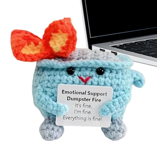 Generisch Emotional Support Dumpster Fire Plushies, Positive Emotionale Unterstützung Müllcontainer,positiver Häkelmülldefiniert Feuerwehrpuppe Mit Karte, Pocket Hug Viel Glück Motivationsgeschenke von Generisch