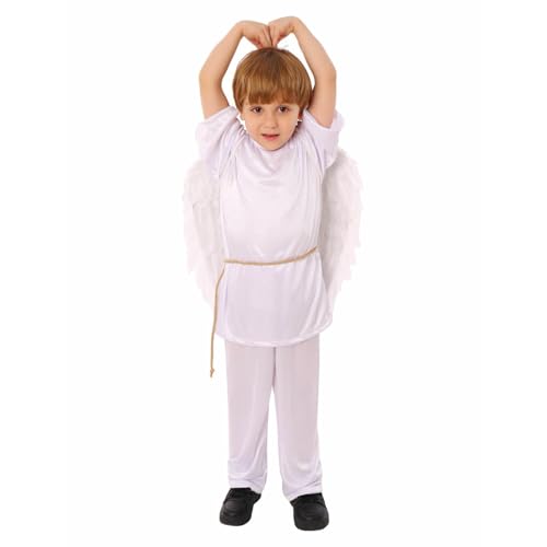 Generisch Engel Kinder KostüM Mit Halo Stirnband Engel FlüGel, EngelskostüM FaschingskostüMe Kinder FüR Halloween Karneval Cosplay Party Fasching KostüMe Partykleid (A, S) von Generisch