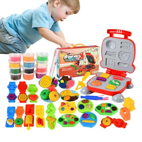 Generisch Farbteig,Spielen Sie Ton für Kinder - Knetmasse-Teig-Spielset, Farbteig-Nudel-Set zum Herstellen von Nudeln, Küchen-Spielset von Generisch