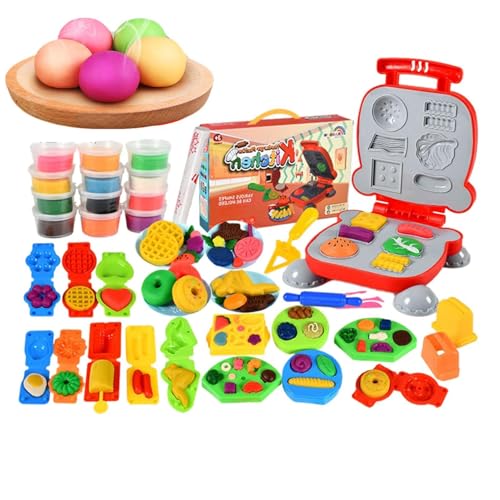 Generisch Farbteig | Fun Play Dough Küchenkreationen | Nudelmaschine Eiscreme Pretend Chef Spielzeug Modelliermasse Teigwerkzeuge für Kinder von Generisch