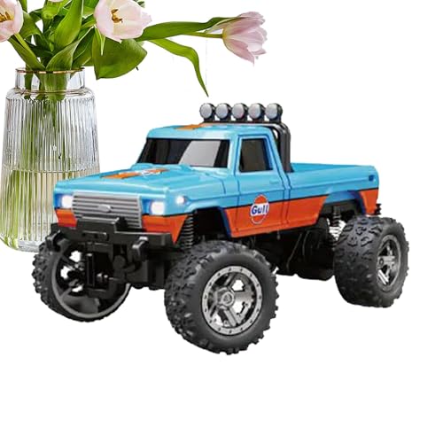 Generisch Ferngesteuertes LKW-Auto, RC-Truck-Crawler-Spielzeug, Offroad-Crawler, Wiederaufladbares Elektroauto-Spielzeug, 2,4-GHz-LKW-RC-Fahrzeug mit Lichtern, Maßstab 1:64 für und Mädchen von Generisch