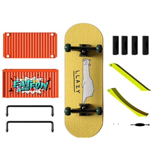 Generisch Fingerboard-Rampen-Set, Finger-Skateboards für Kinder - Lustiges Fingerspielzeug Skateboard-Spielzeug - Hand-Skateboard mit Container-Fingerbrettern, Spielzeug für drinnen und draußen von Generisch