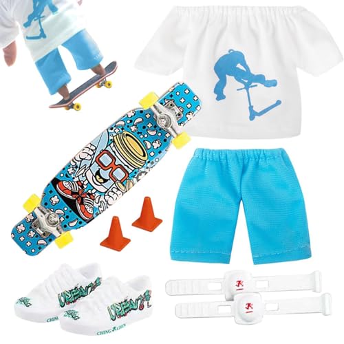 Generisch Fingerscooter-Set - -Fingerscooter-Set | -Finger-Skateboard Mit Hose Und Schuhen | Finger Spielzeug Set | Interaktives Fingerspielzeug Fingerboard-Zubehör von Generisch