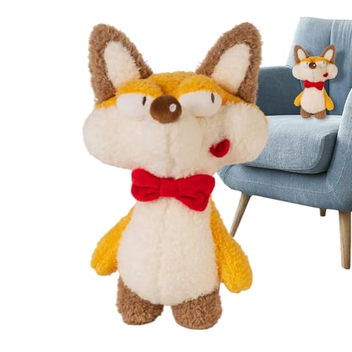 Generisch Fuchs Stofftier, Weiche Fuchspuppe - Weiches Stofftier, süßes Fuchs-Plüschspielzeug,Animal Comfort Doll Leichtes Wurfkissen mit großem Schwanz für das Bett von Generisch