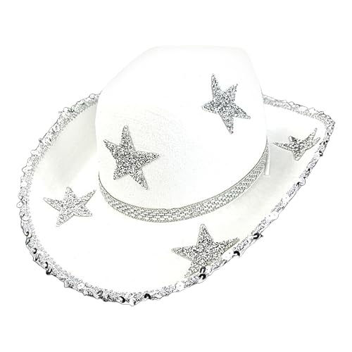 Generisch Glitzer-Cowgirl-Hut, glitzernde Cowboy-Hüte für Damen | Filz Strass Damen Cowboyhut | Modisches Halloween-Kostüm, Western-Cowboyhut für Tanz, Musikfestival von Generisch