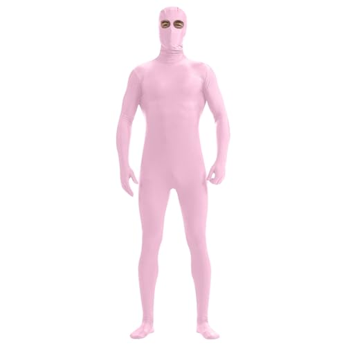 Generisch Grün Open Face Bodysuit Jumpsuit Zentai Kostüm BodySuit für Erwachsene Jugendliche Halloween Party Cosplay Ganzkörperanzug Festival Body Catsuit Anzug Ganzkörper Bodysuit Unisex Rosa,XXXL von Generisch