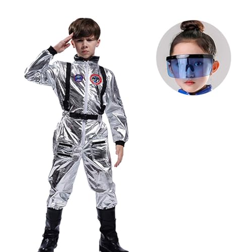 Generisch GruppenkostüM，KostüMe üBergrößE，Astronaut KostüM Herren Kinder Damen,Fasching KostüM Damen KostüM Erwachsene Herren Galaxy KostüM Astronauten Familie Set Cosplay 02，006 Silber，M von Generisch