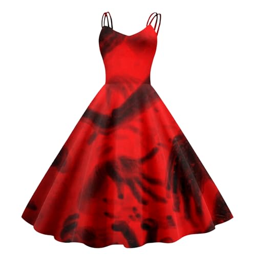 Generisch Halloween Kostüm Damen, Cosplay Swing Kleid Gothic Print Helloweenkostüm Mit Grusel Details frauen-Helloweenkostüm Retro Quadratkragen Ärmellos Taillierte Kleider Trägerkleid Horror Party Generisch Halloween Kostüm Damen, Cosplay Swing Kleid Gothic Print Helloweenkostüm Mit Grusel Details frauen-Helloweenkostüm Retro Quadratkragen Ärmellos Taillierte Kleider Trägerkleid Horror Party von Generisch