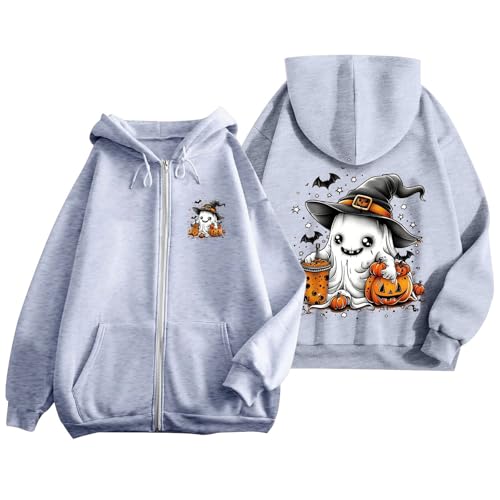 Generisch Halloween Kostüm Damen Hoodie Damen Oversize Lang Kapuzenpullover Kapuzenjacke Zipper Hoodie mit Kapuze Pullover Sweatjacke Leicht College Jacke Jogging Trainingsjacke von Generisch