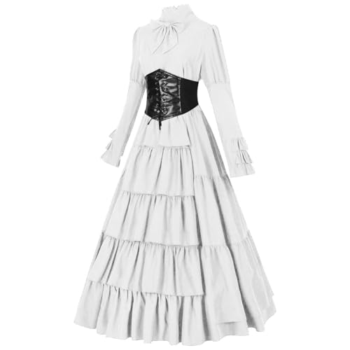 Generisch Halloween Kostüm Damen deko Cosplay Erwachsene Trachtenblusen Mittelalter Trachten Trachtenkleid Outfit Maxi Oktoberfest Partykleider Eleganten Lustig Anime von Generisch