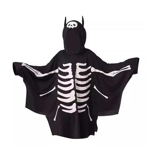 Generisch Halloween Kostüm Kinder Glow In The Dark Fledermaus Cape Cape Urlaub Party Leistung Kostüm Nacht Glow Cape Baby Hemd Blau Junge Trachten (Black, 4-5 Years) von Generisch