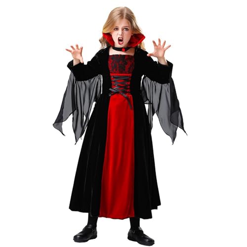 Generisch Halloween Kostüm Mädchen Königin Dämon Kleid Set Rollenspiel Outfit für Party, für Mädchen 5-12 Jahre Generisch Halloween Kostüm Mädchen Königin Dämon Kleid Set Rollenspiel Outfit für Party, für Mädchen 5-12 Jahre von Generisch