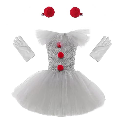 Generisch Halloween-Kostüm für Mädchen, Pennywises-Kostüm, Horror-Kostüm für Kinder, Kinder-Clownkostüm, Mädchen-Clowns-Tutu-Kleid-Kostüm, Horror-Cosplay-Outfit von Generisch