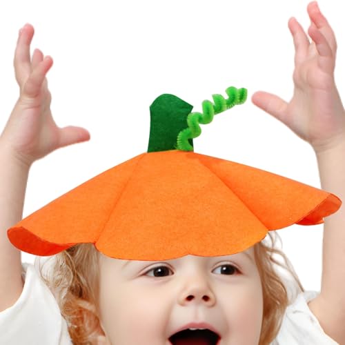 Generisch Halloween Kürb-is Stirnband, Kür-biskopf Im Blatt Stil, Unisex Kür-bishut, Baby Reifen für Kostümparty Zubehör, Cosplay Party, Halloween Anzieh Requisiten von Generisch