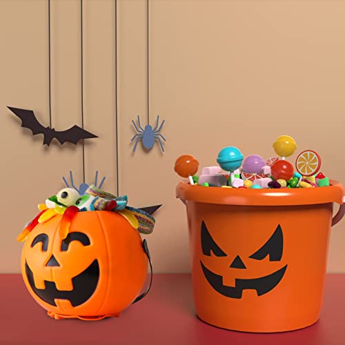 Generisch Halloween Kürbis Eimer mit Licht, Halloween Kürbis Candy Bucket Tragbar, Mini Halloween Deko Fallen Süßigkeiten Töpfe, Halloween Pumpkin Buckets für Kinder Party Dekoration(#A-M) von Generisch