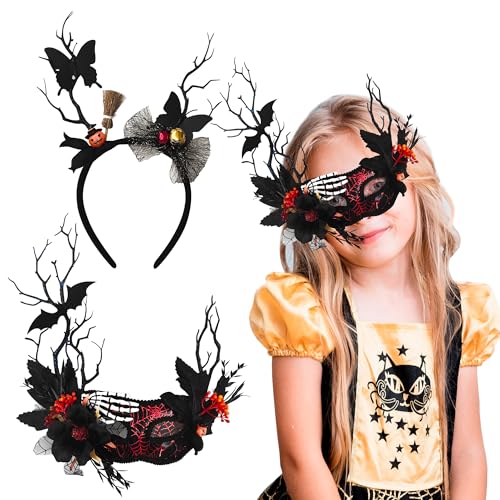 Generisch Halloween Stirnband, Halloween Kostüm Kopfschmuck Set - Halloween Headband/Halloween Haarreif & Halloween Masken for Halloween Deko Party Karneval Party Cosplay Kostüm Zubehör von Generisch