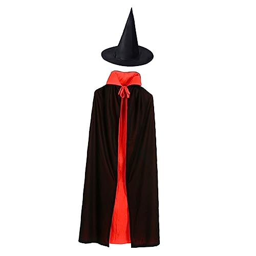 Generisch Halloween Umhang Für Erwachsene Mit Kapuze Und Augenmaske Schwarz Und Rot Ideal Für Hexen Und Vampirkostüme Perfekt Für Karneval Und Halloween Partys von Generisch